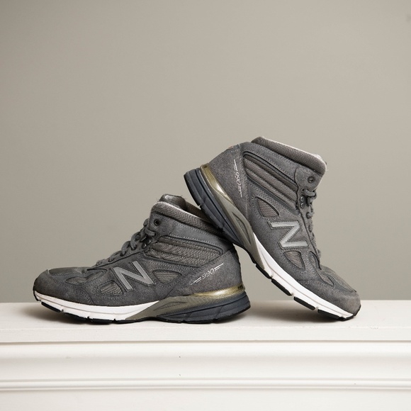 New Balance 990v4 Mid high-top Sneaker boots Mens Size 10 Dark Gray Lace Up - Picture 1 of 5